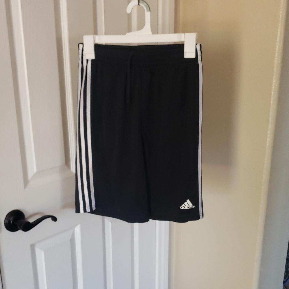 Adidas Black Shorts with White Stripes